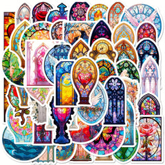 50pcs Blooming Baroque Window Flower Stickers for Laptop Helmet