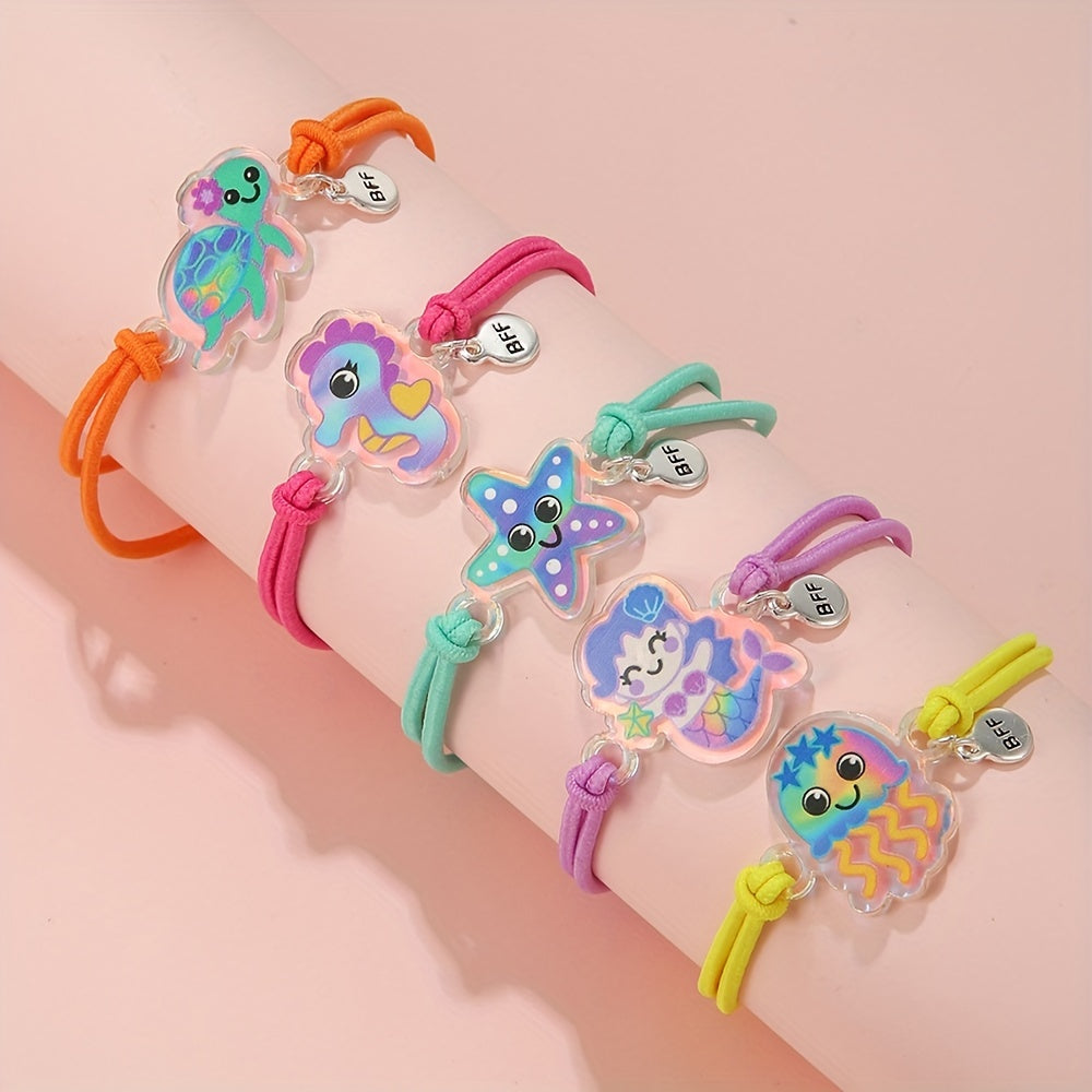 5pcs Girls Teen Marine Animal Bracelet Set Gift Accessories