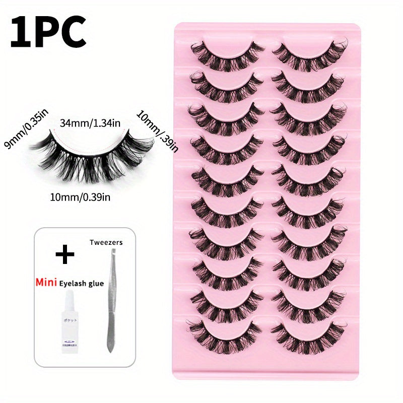 1pc DD Curling Volume False Eyelashes With Mini Glue And Tweesers