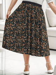 Women's Plus Ditsy Floral Print Maxi Skirt