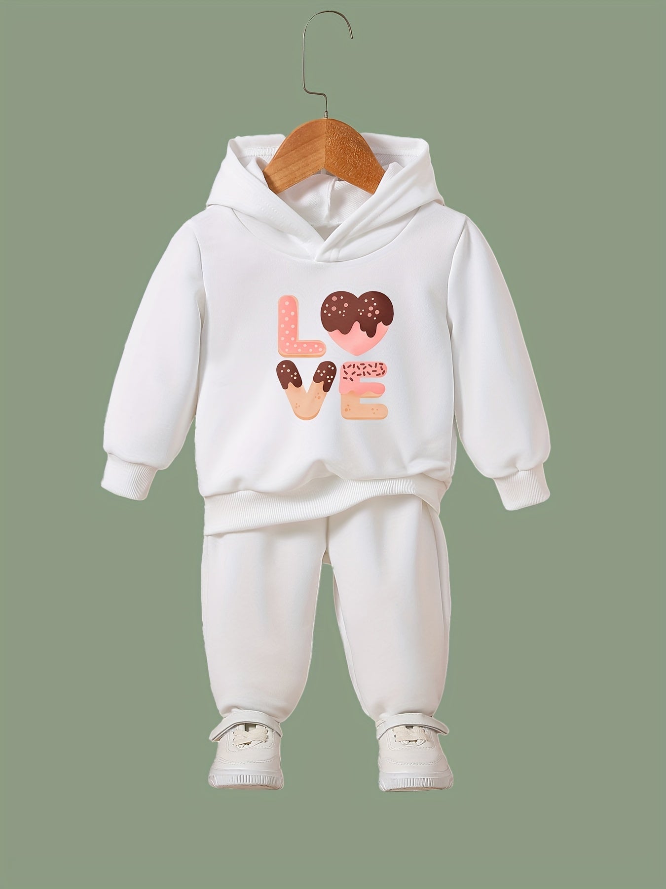 Love Pattern Hooded Sweatshirt for Girls
