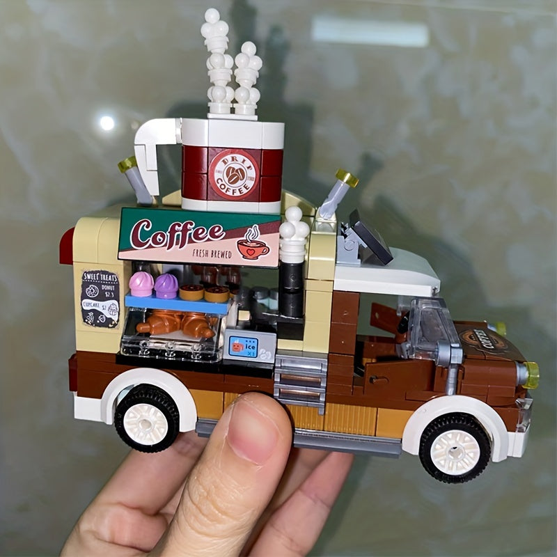 Coffee Cart Model Toy DIY Fun Assembly Building Blocks Adult Kids Toy Gift
