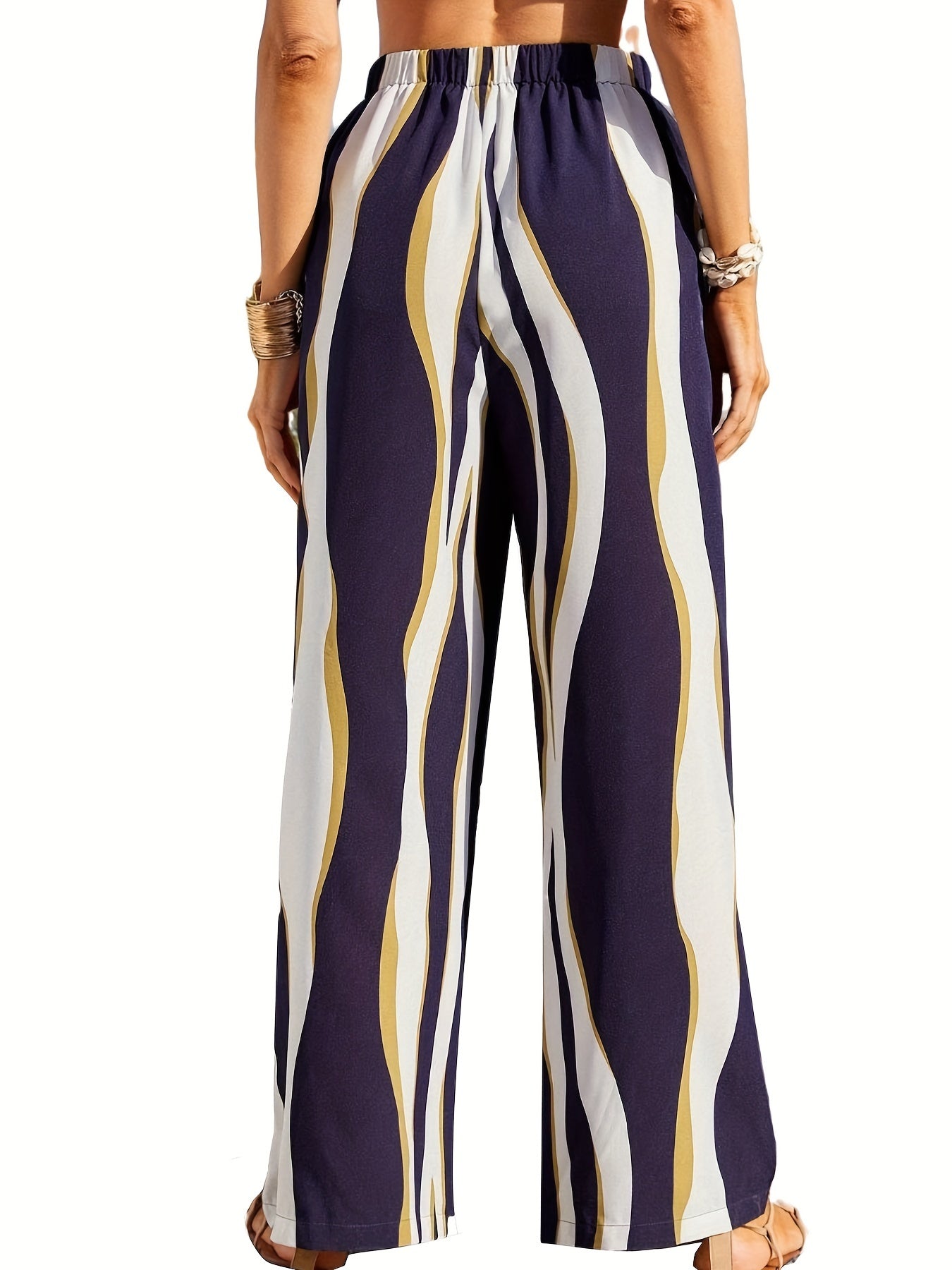 Abstract Ripple Print Wide Leg Pants