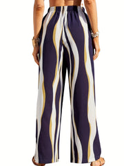Abstract Ripple Print Wide Leg Pants