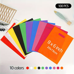 100pcs 15 x 20 Assorted Plastic Party Goodie Bags Bulk With Handle