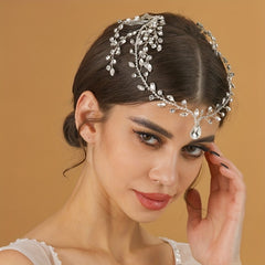 Bridal Crystal Flower Headband for Women Bride Wedding Hair Accessories