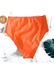 Orange High Stretch Bikini Bottom Ruched Sexy Style High Cut Beachwear Bottom