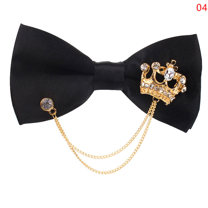 Men's Bowtie Metal Decoration Bow Tie Uniform Collar Adult Suit