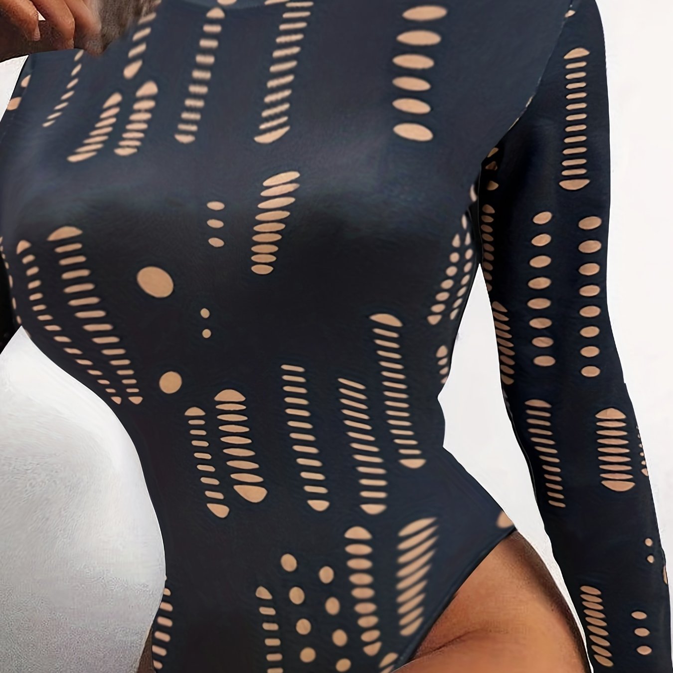 Sexy Cut-Out Slim Bodysuit with Long Sleeve