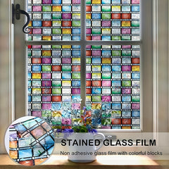 Colorful Mosaic Glass Window Sticker Privacy Protection Sunscreen UV Protection