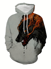 Men's Casual Wolf 3D Print Hoodie Sweatshirt