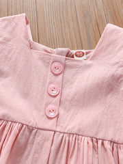 Girls Sundress Cotton Square Neck Ruffle Sleeveless Dress for Summer