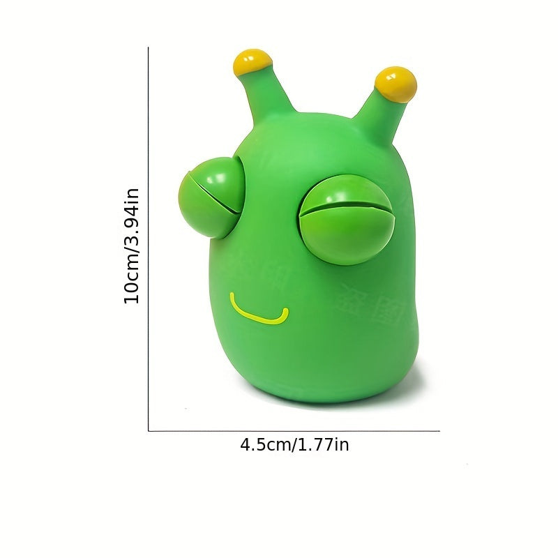 4pcs Funny Grass Worm Squeeze Toys Green Eyes Bounce Worm