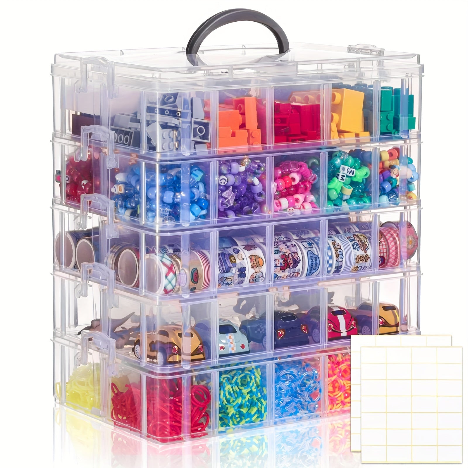 5-Layer Stackable Storage Box 50 Compartments Art Crafts Beads Paper Tape