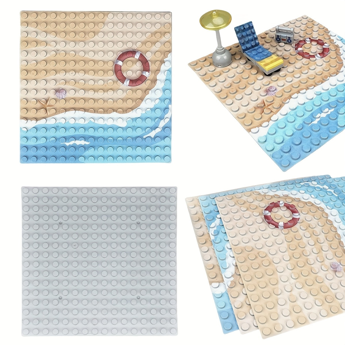 16x16 Beach Printed Bottom Board Ocean Beach Pattern Toy Accessory