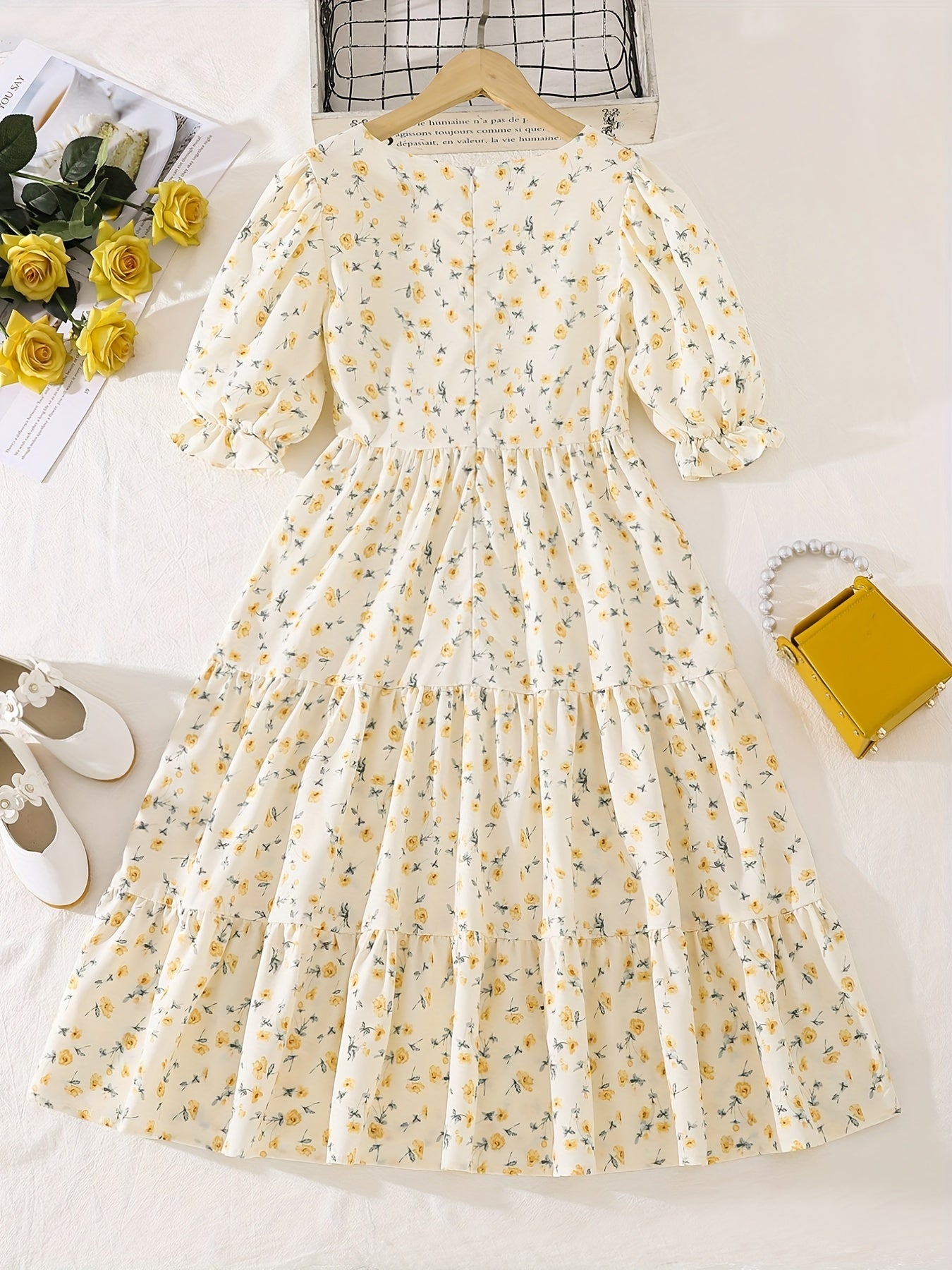 Girls' Ditsy Floral Tunic Dress for School Party