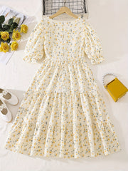 Girls' Ditsy Floral Tunic Dress for School Party