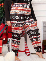 Women's Plus Size Reindeer & Snowflake Print Lounge Joggers
