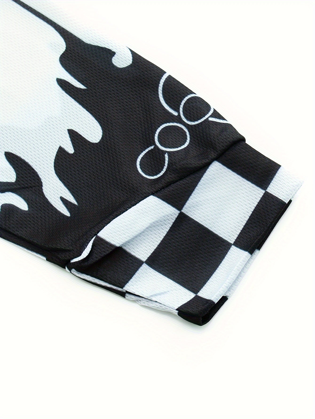 Men's Alphabets Pattern Cycling Jersey Moisture Wicking Long Sleeve Shirt