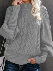 Solid Cable Lantern Sleeve Sweater