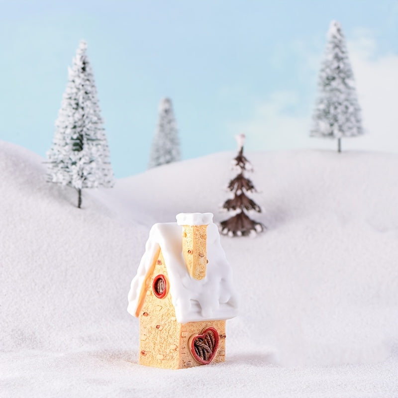4pcs Mini Christmas Snow House Ornaments Micro Landscape Party Decoration