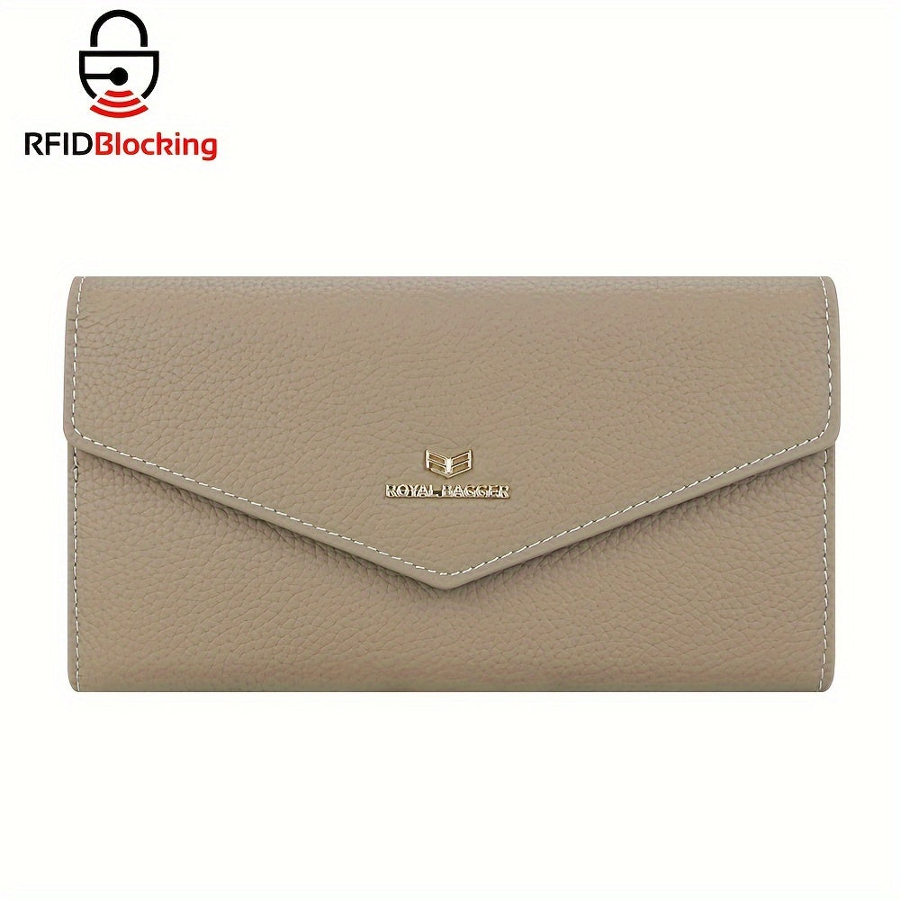 Royal Bagger Leather Wallet RFID Casual Style Envelope Clutch with Coin Pocket