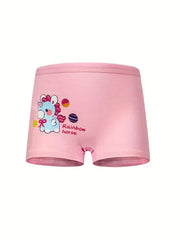 4pcs Girl's Cotton Boxer Briefs Cartoon Pattern Shorts
