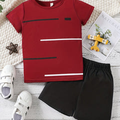 2pcs Boys Casual T-shirt & Shorts Set for Summer