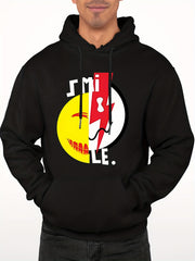 Men's Smile Face Print Hooded Sweatshirt Long Sleeve Drawstrings