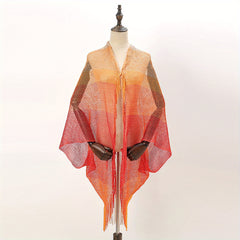 Gradient Rhombus Tassel Shawl Thin Wrap Bikini Cover Up