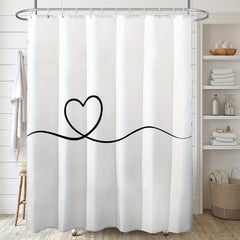 Waterproof Love Shower Curtain with 12 Hooks