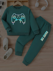 2pcs Boy Reflective Sports Sweatsuit Set