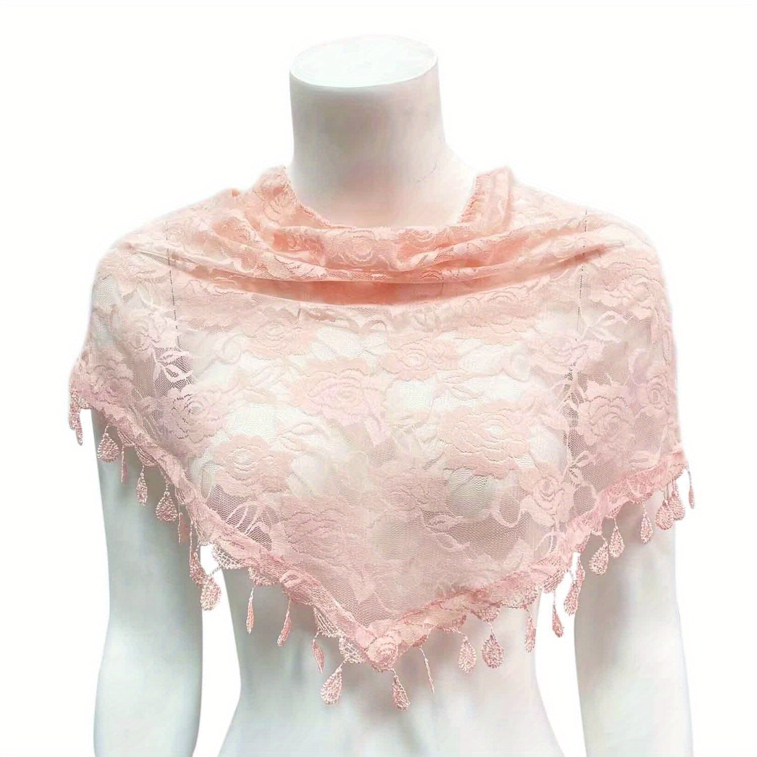 Flower Embroidered Lace Triangle Scarf Shawl Wrap Head Wrap For Daily Gift