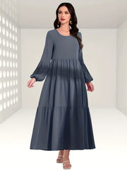 Ruched Lantern Sleeve Maxi Dress Women's Clothing