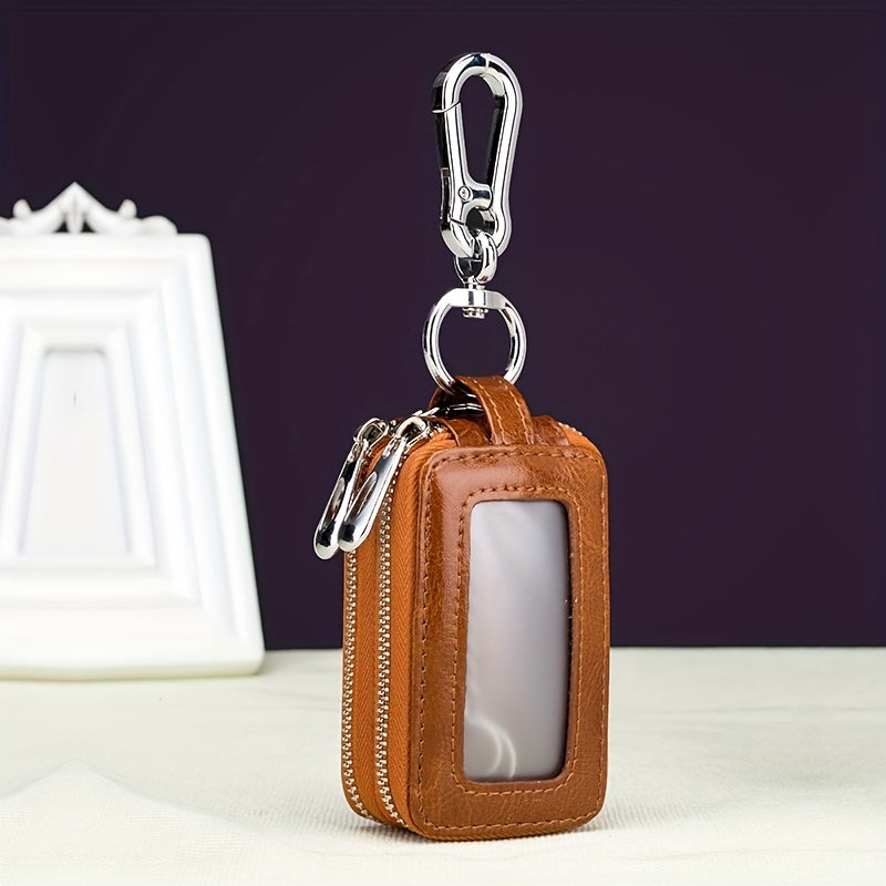 Cow Leather Double Layer Key Cover Car Interior Accessories