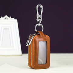 Cow Leather Double Layer Key Cover Car Interior Accessories