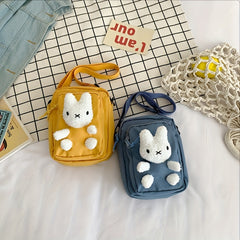 Kids Rabbit Messenger Bag Girls Canvas Travel Backpack Coin Purse