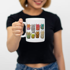 11oz Cat Pattern Ceramic Cup for Camping Picnic Travel
