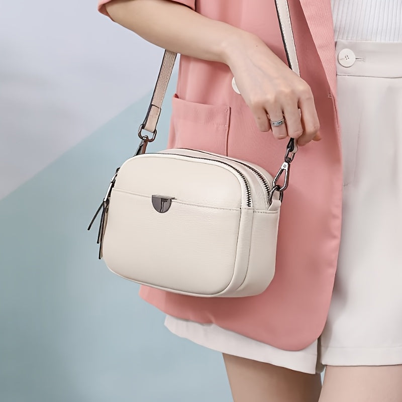 Vintage Style Leather Crossbody Bag with Detachable Strap