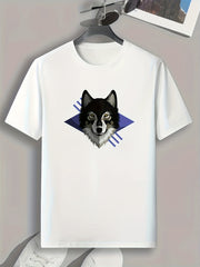 Wolf Print Men's Graphic T shirt Casual Comfy Tees For Summer