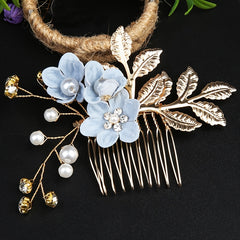 Golden Flower Leaf Hair Comb Pins Bridesmaids Brides Hairpins Headdress Wedding