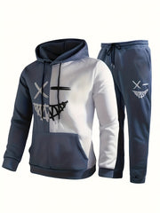 Men's Pocket Hoodie & Sports Trousers Set for Spring & Autumn