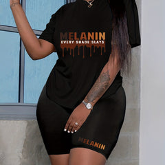 Women's Plus Size Letter Print 2 Piece Set