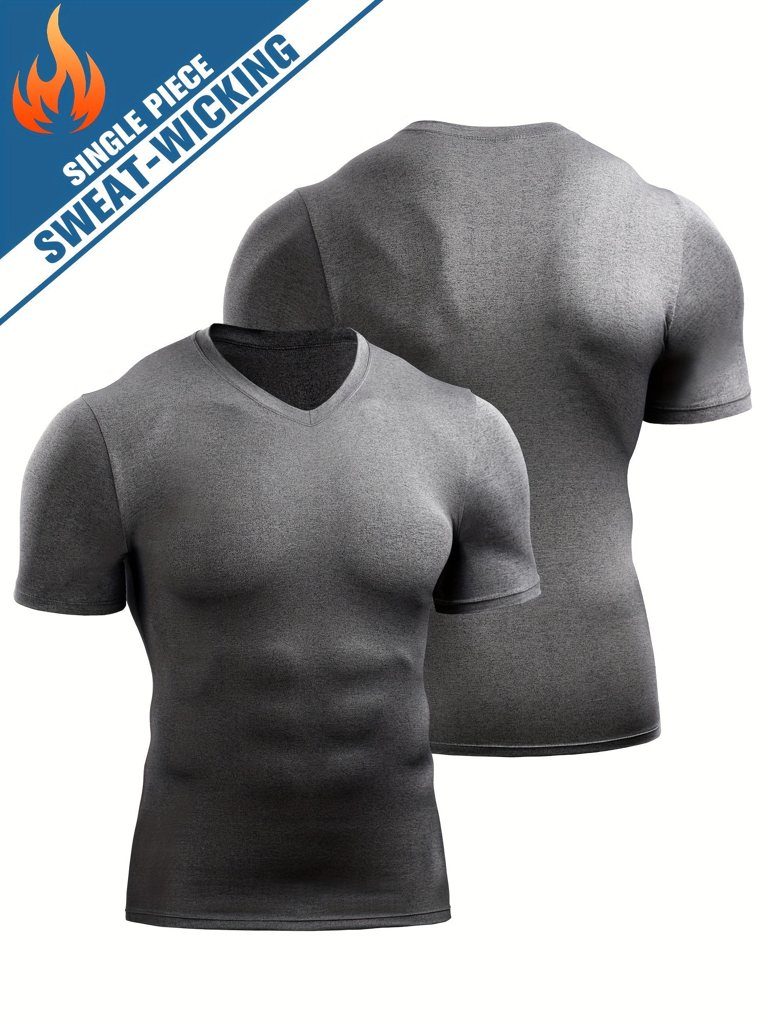 Men's Compression T Shirt V Neck Base Layer for Running Basketball Training