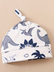 Baby Boy's Cotton Casual 3pc Set Dinosaur Print Romper Trousers Hat