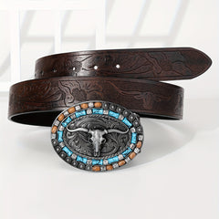 Vintage Western Cowboy Embossed Leather Belt