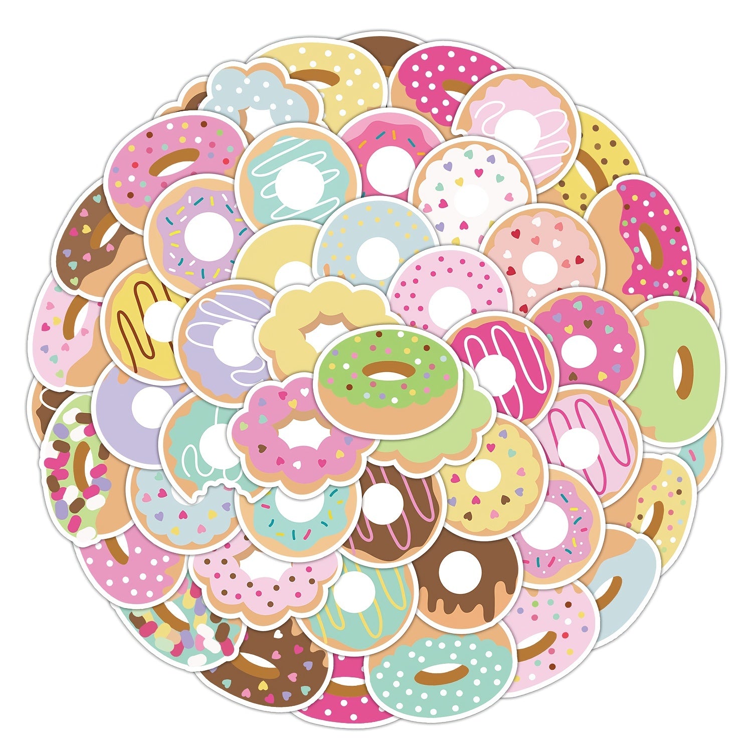 50Pcs Donut Doodle Waterproof Sticker DIY Creative Toy Stickers
