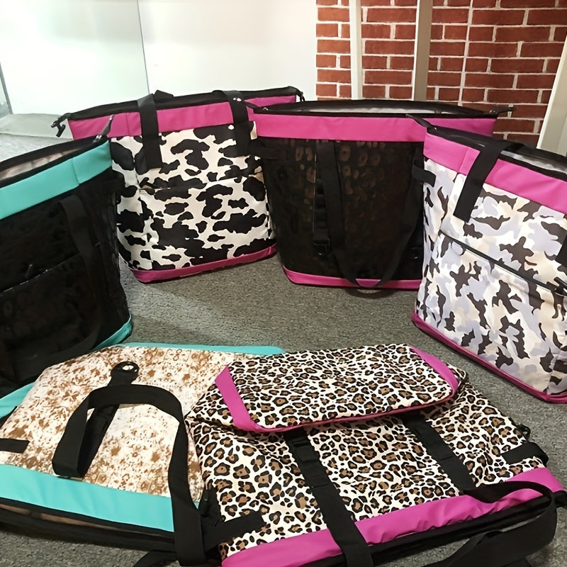 Portable Folding Waterproof Ice Bag Leopard Print Cooler