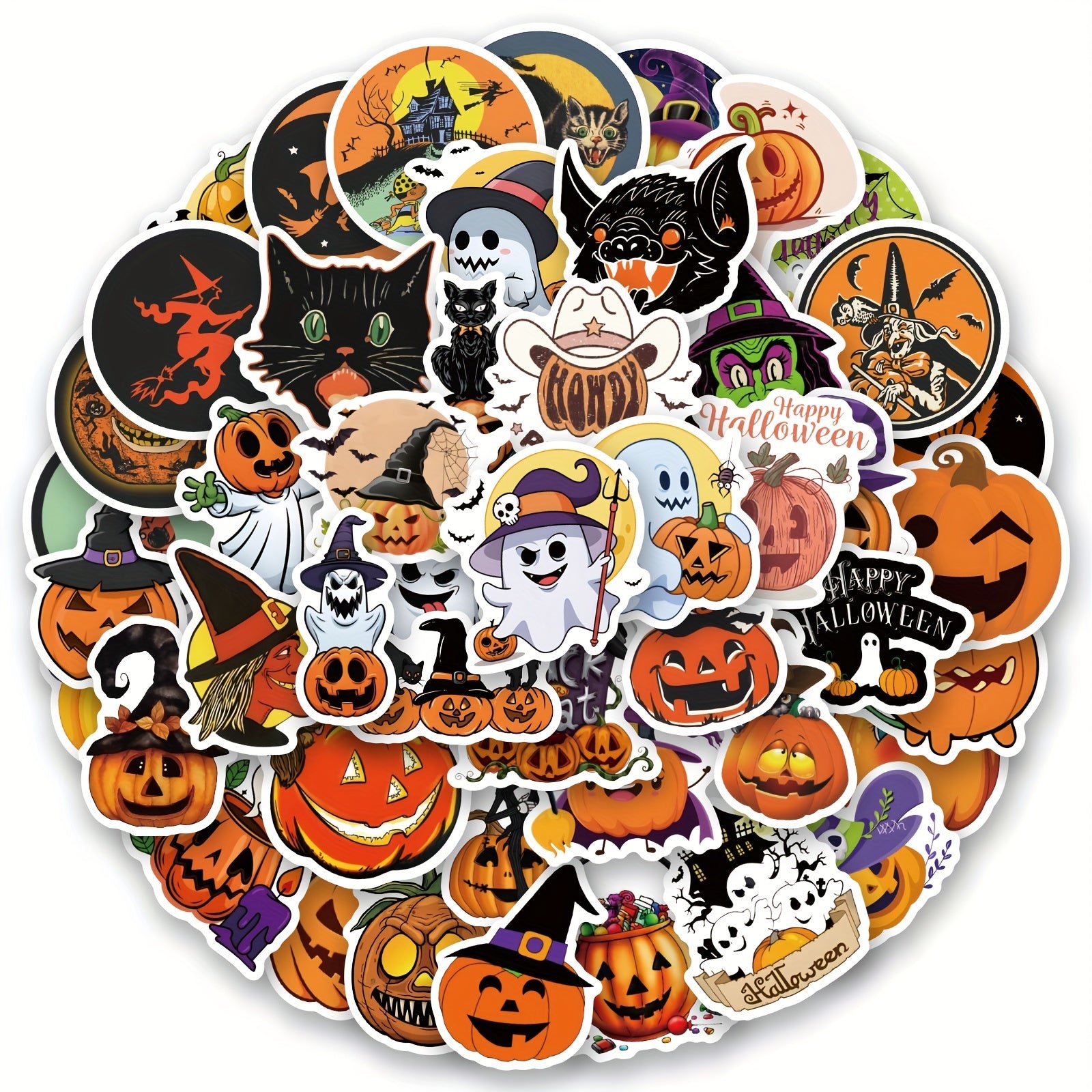 60pcs Halloween Stickers Pumpkins & Spooky Vinyl Pack Water Bottles
