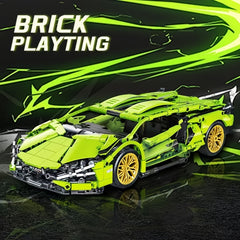 Green Sports Car Building Block Model - ABS Material